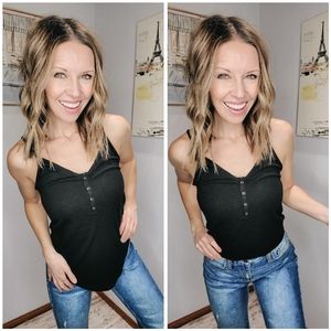 Ribbed Cami in Black